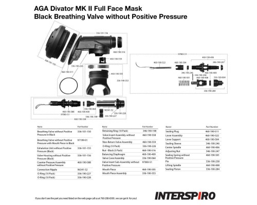 Маска полнолицевая MK II, черный силикон, с регулятором подачи воздуха,  96319-05 Interspiro