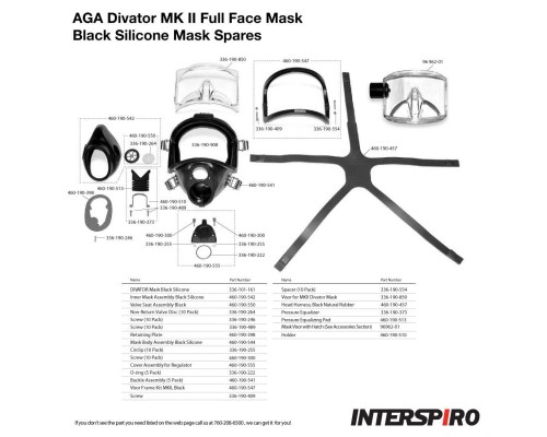 Маска полнолицевая MK II, черный силикон, с регулятором положительного давления, 96319-06 Interspiro