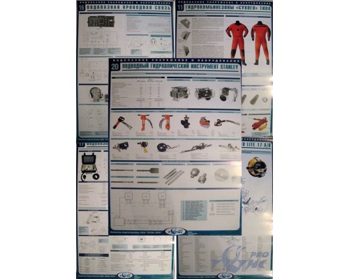 Комплект плакатов Снаряжение и оборудование для подводных работ, 22 шт.