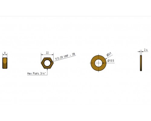 Гайка BN 1/2" нержавеющая сталь, 01301150, SubConn