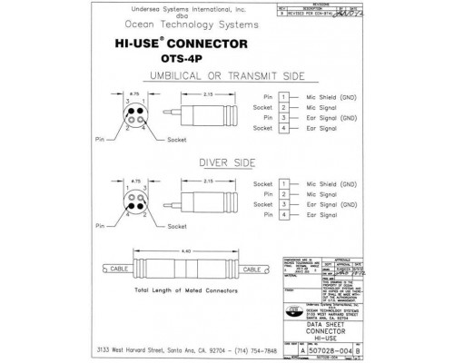 Герморазъем OTS HI-USE 4-х контактный, 900270-000, Ocean Technology Systems (OTS)
