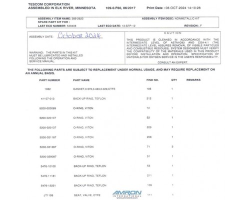 Ремкомплект редуктора, 389-2623, Tescom