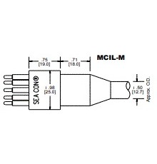 Герморазъем 5 контактный (вилка) SubConn, кабельный, с проводами 1м MCIL5M SubConn