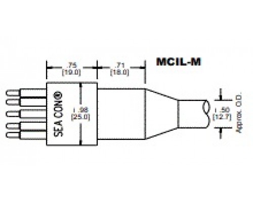 Герморазъем 5 контактный (вилка) SubConn, кабельный, с проводами 1м MCIL5M SubConn